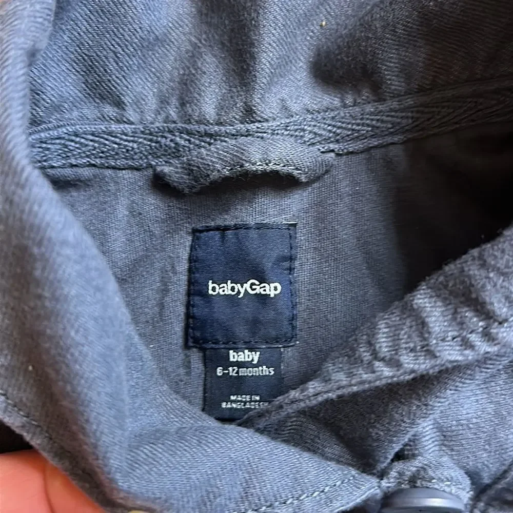 Gap Shirt 6 to 12 months Blue Gray long sleeve shirt pullover cowl neck Lined